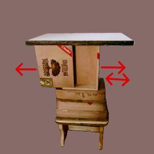 Suenos de Saundra Upcycled, Rare Cigar Box Table w/  2 Hidden Compartments,
